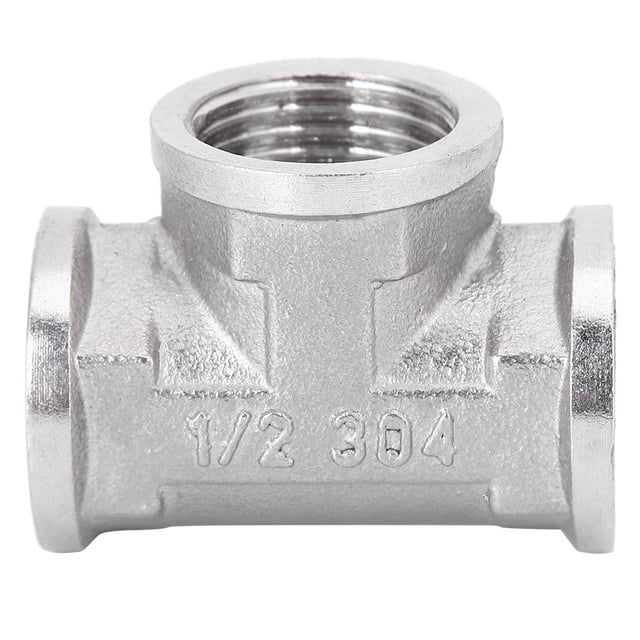 Adaptador de conector de tubo en T tipo T de acero inoxidable, rosca hembra G1/2 a G1/2