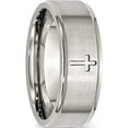 thumbnail image 5 of Stainless Steel Brushed And Polished Cross 8mm Ridged Edge Band (Size 11.5) Made In China sr109-11.5, 5 of 5