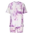 thumbnail image 2 of successthop Womens Matching Lounge Set Shorts Tie Dye Gradient Crewneck Short Sleeve Shirts and Shorts Comfy Trendy Pajamas Lounge Set Loungewear Summer Outfits, 2 of 7