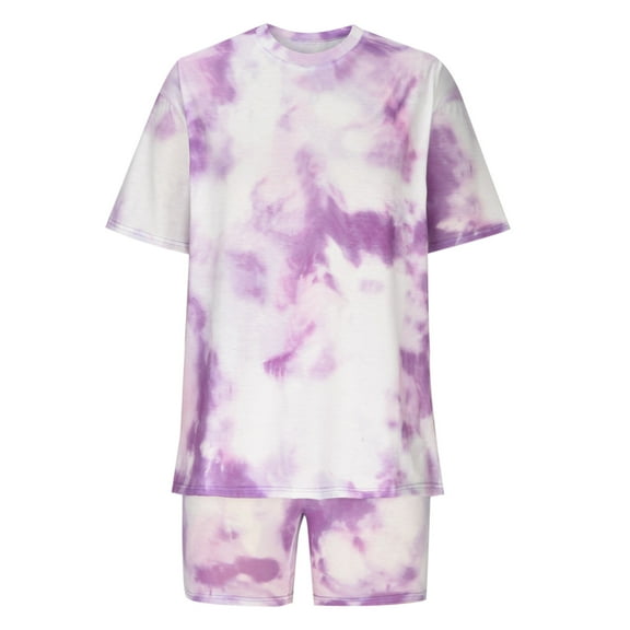 XuJwPNcy Two Piece Outfits for Women Summer Tracksuits Crewneck Half Sleeve T Shirt and Biker Shorts Set Fashion Clothes