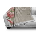 thumbnail image 3 of Bridal Shower Soft Flannel Fleece Blanket, Lilacs Orchids with Leaves Corner Frame Bride Floral Arrangement, Cozy Plush for Indoor and Outdoor Use, 70" x 90", Salmon Green and Beige, by Ambesonne, 3 of 6