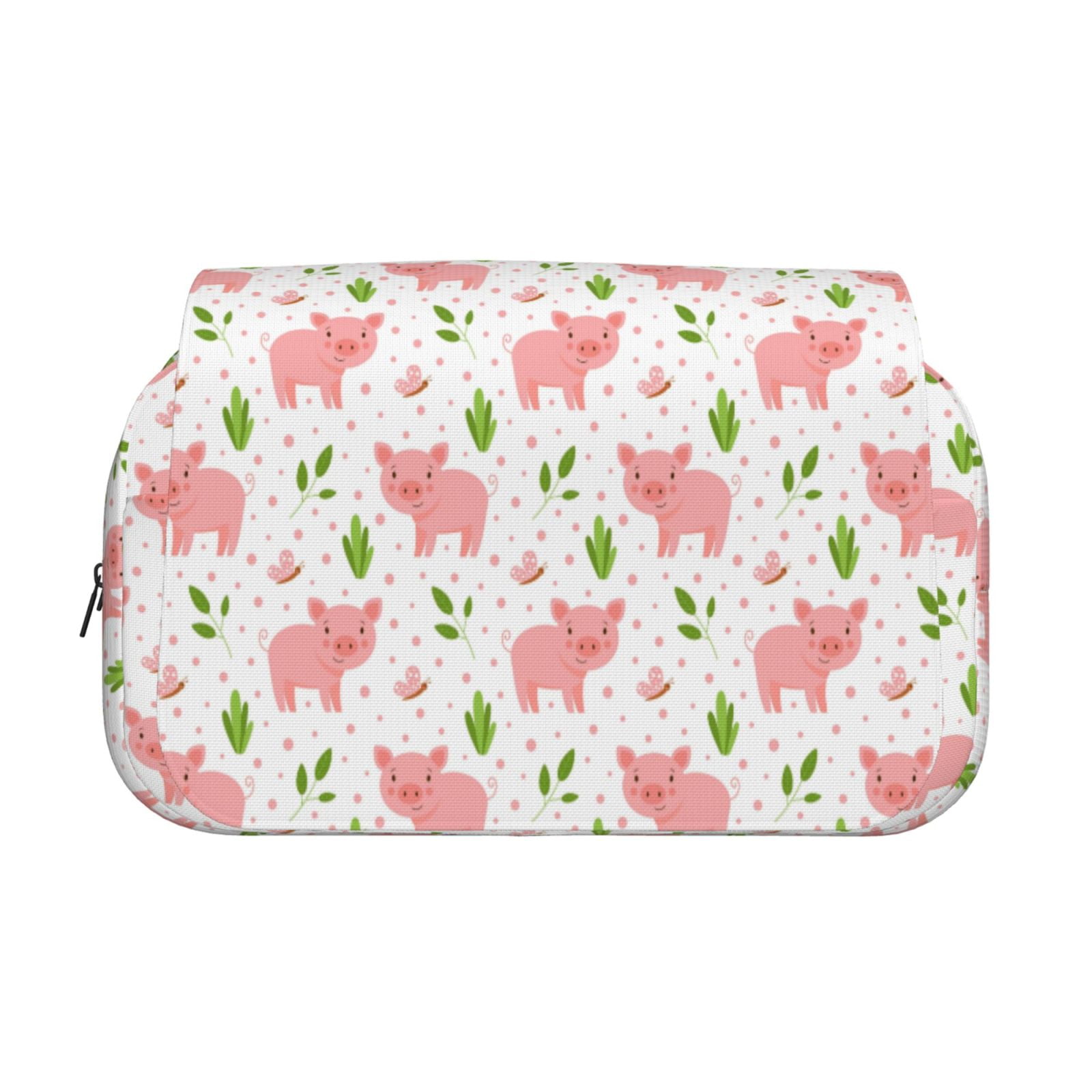 Rateoe Funny Little Pigs Pattern Double Clamshell Pen Case, Storage Organizer with Two Zipper Compartments– Holds Up to 50 Pencils & Pens