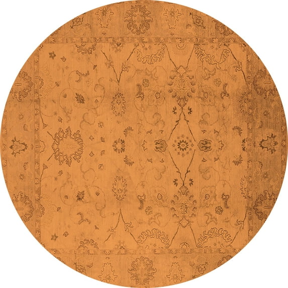 Ahgly Company Indoor Round Oriental Orange Traditional Area Rugs, 7' Round