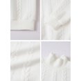 thumbnail image 6 of Men'S Mock Neck Vertical Cable Knit Long Sleeve Pullover Sweater White XXXL, 6 of 7
