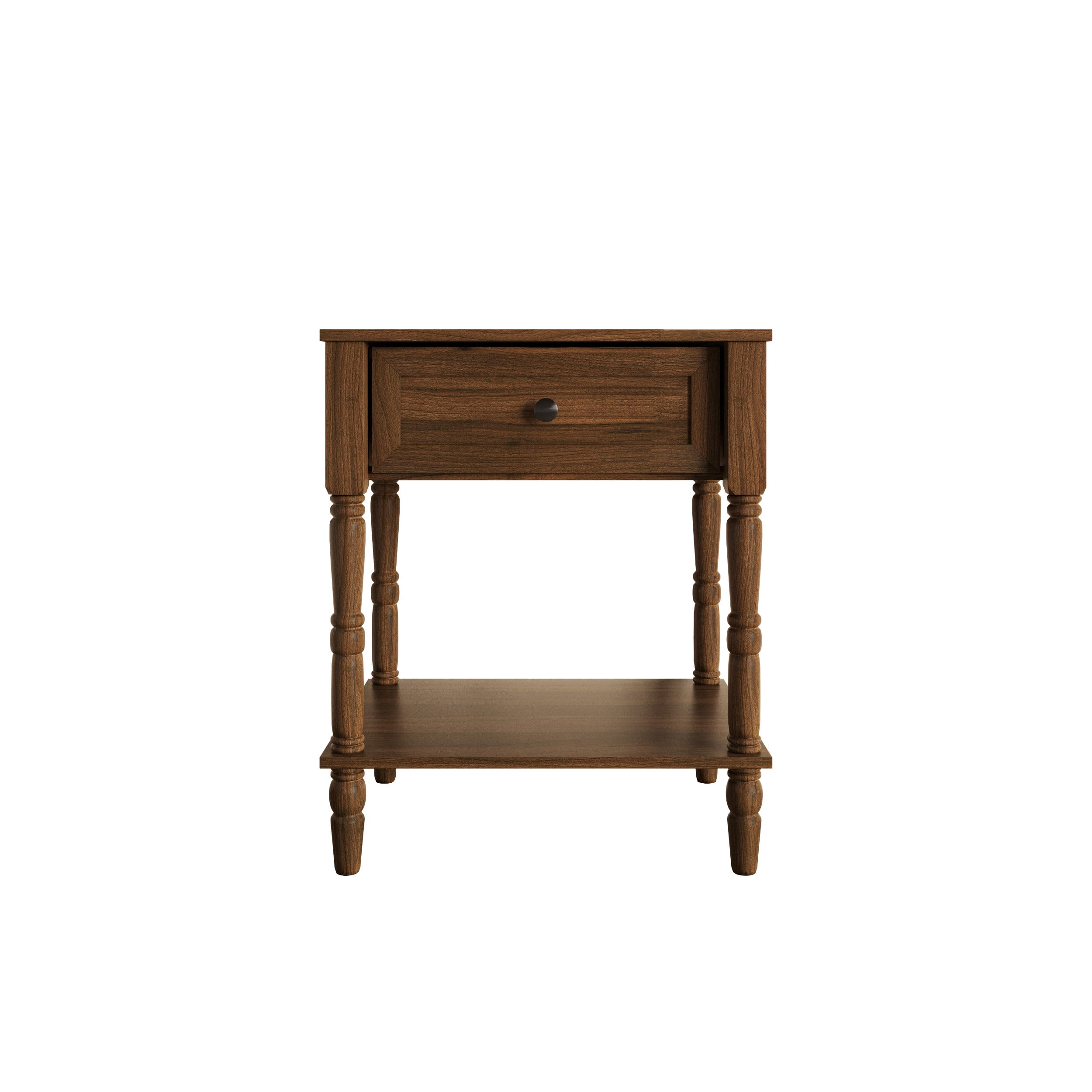 Home Design Rumford 1-Drawer Nightstand for Adult, Modern Bedside Table with Storage, Brown Finish