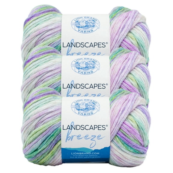 Lion Brand Yarn Landscapes Breeze Rainforest Medium Modal, Acrylic, Wool Multi-color Yarn 3 Pack