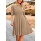 thumbnail image 5 of Vestido PRETTYGARDEN de Punto Acanalado en Línea A Manga Larga Caqui XL, 5 of 8