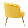 thumbnail image 4 of Modern Upholstered Leisure Velvet Accent Barrel Chair Comfy Club Chair Single Sofa Chair Armchair with Gold Metal Legs for Living Room Bedroom Home Office, Yellow, 4 of 7