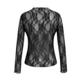 thumbnail image 2 of XEDZYT Long Sleeve Shirts for Women Lace Crewneck Slim Fit Tops Goingout Fashion Clothes Size S, 2 of 5