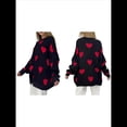 thumbnail image 3 of Suéter con Estampado de Corazón para Mujer, Sudadera de Punto de Larga con Gráfico de Amor, Camiseta Extragrande Negro M, 3 of 7