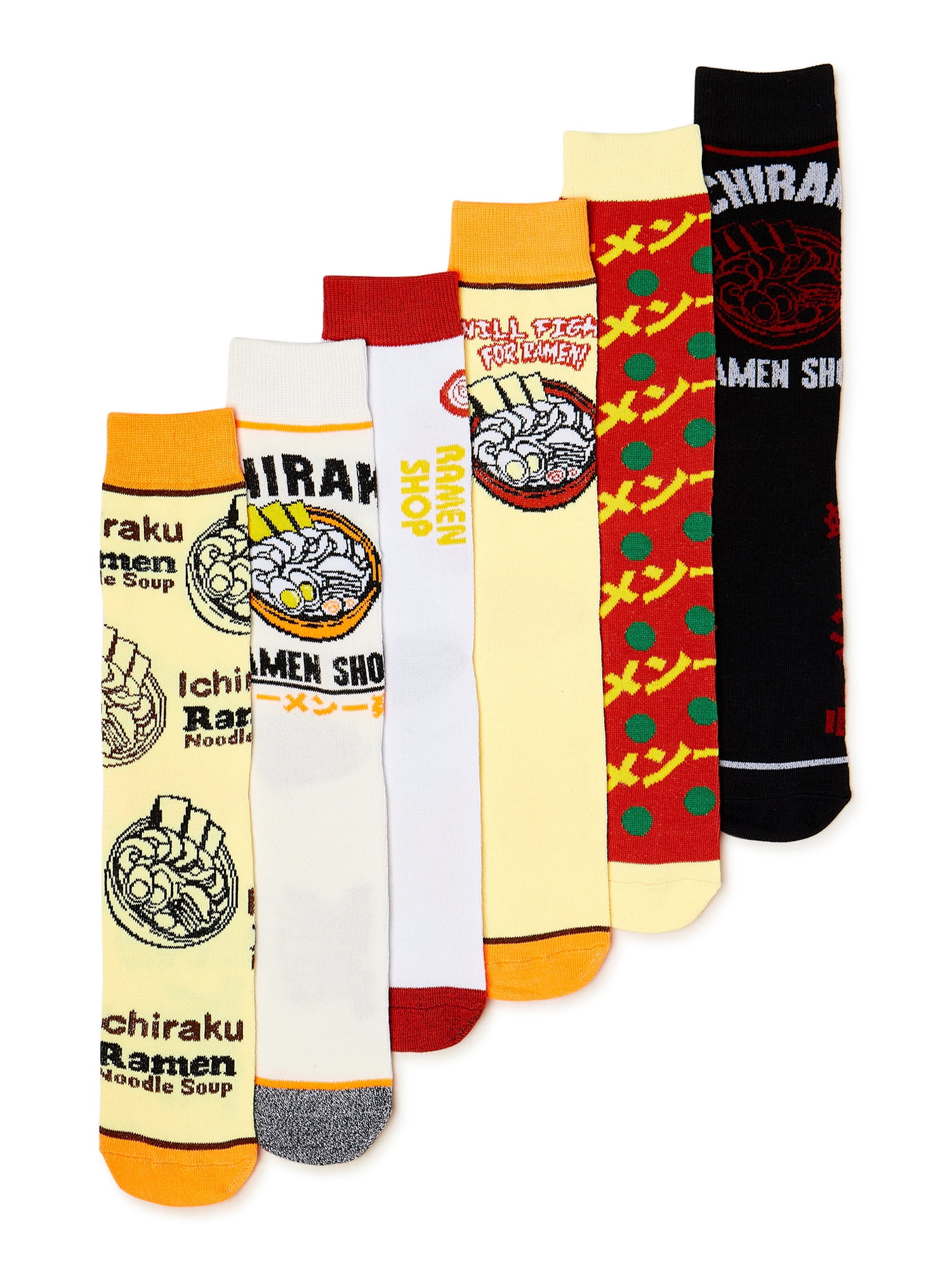 Noodles Men's Crew Socks, 6-Pack