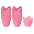 thumbnail image 1 of 100 Unidades de Moldes para Magdalenas de Papel Estándar En Forma de Tulipán, Envoltorios Antiadherentes Desechables para Cumpleaños, Banquetes y Fiesta, Color Rojo Rosa, 1 of 6