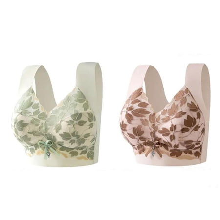REORIAFEE Bras for Women Push up Plus Size Pack of 2 Adjustable Straps Bra Full Coverage Comfortable Lace Padded Bras M-4XL