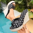 thumbnail image 5 of Pandaie Women Platform Wedge Sandals Open Toe Polka Dots Bow Slip on Slides 3.94 Inch Wedding Party High Heel Dress Shoes Black 6, 5 of 8