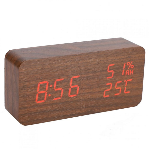 Reloj despertador, reloj despertador de madera, reloj despertador de madera LED, reloj despertador con control de voz, funcionalidad de alta precisión