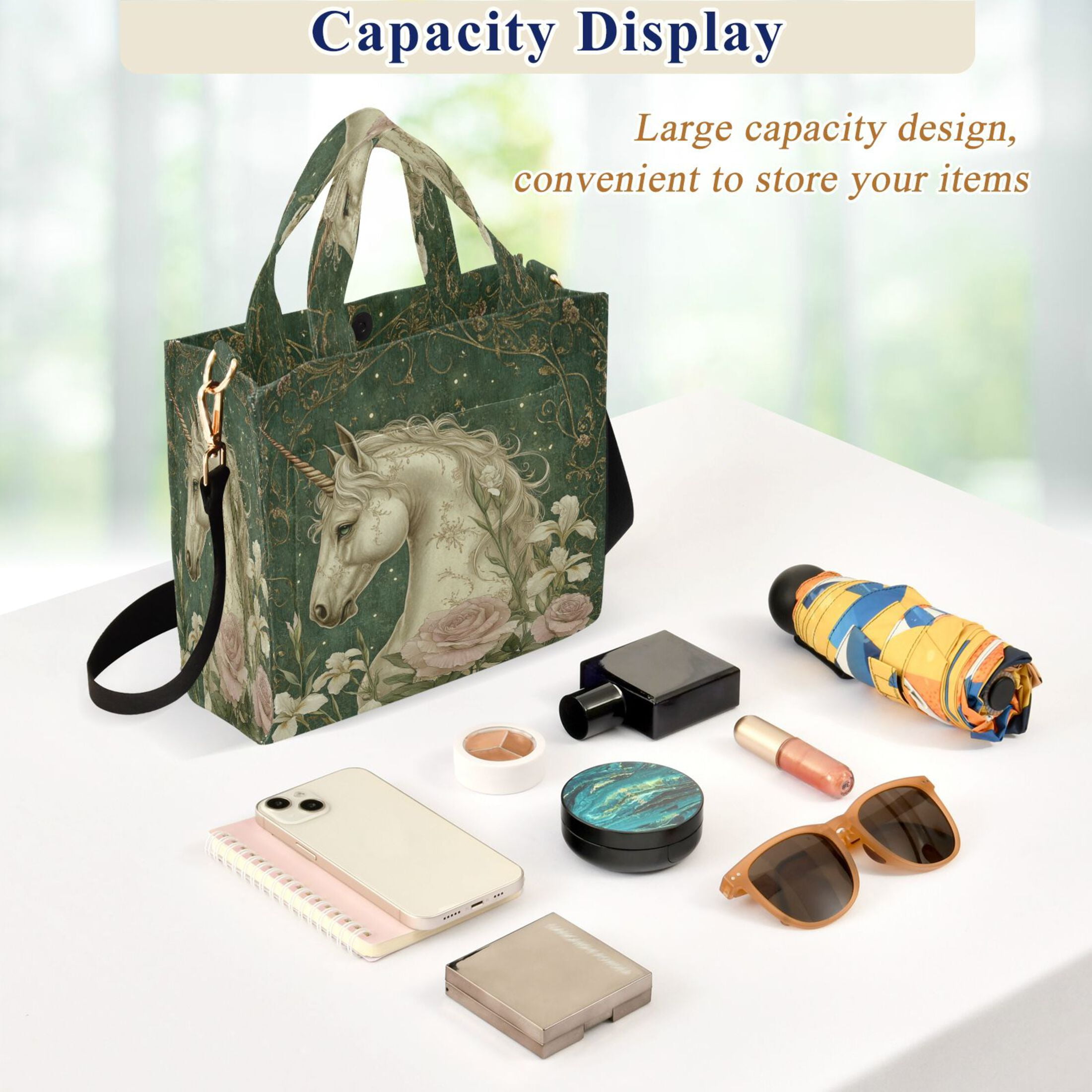Wobogo Retro Unicorn Corduroy Tote Bag for Women Travel Crossbody Bag Purse Women Shoulder Bags Work Handbags Daily Commuter Bag 10.2×9inch