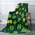 thumbnail image 2 of SpXubz St Patrick's Day Flannel Throw Blanket With Green And Yellow Clover Pattern For Gift Home Sofa Bed Decoration 80x60 inch, 2 of 5