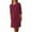 Wine, variant on Women Casual 3/4 Sleeve Dress Crew Neck Button Dresses Dressy Loose Lounge Wear Daily Dress with Pockets