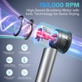 thumbnail image 2 of Hair Dryer 150,000 RPM High-Speed Ionic Blow Dryer with RGB Lighting, 500M Negative Ions, Diffuser Hair Dryer for Women, Lightweight Travel Hair Dryer, 2 of 7