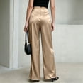 thumbnail image 4 of Dwellite Pants for Women Satin Wide Leg Dress Pants Waistband Casual Long Flowy Loose Trousers 2026 Champagne XL, 4 of 6