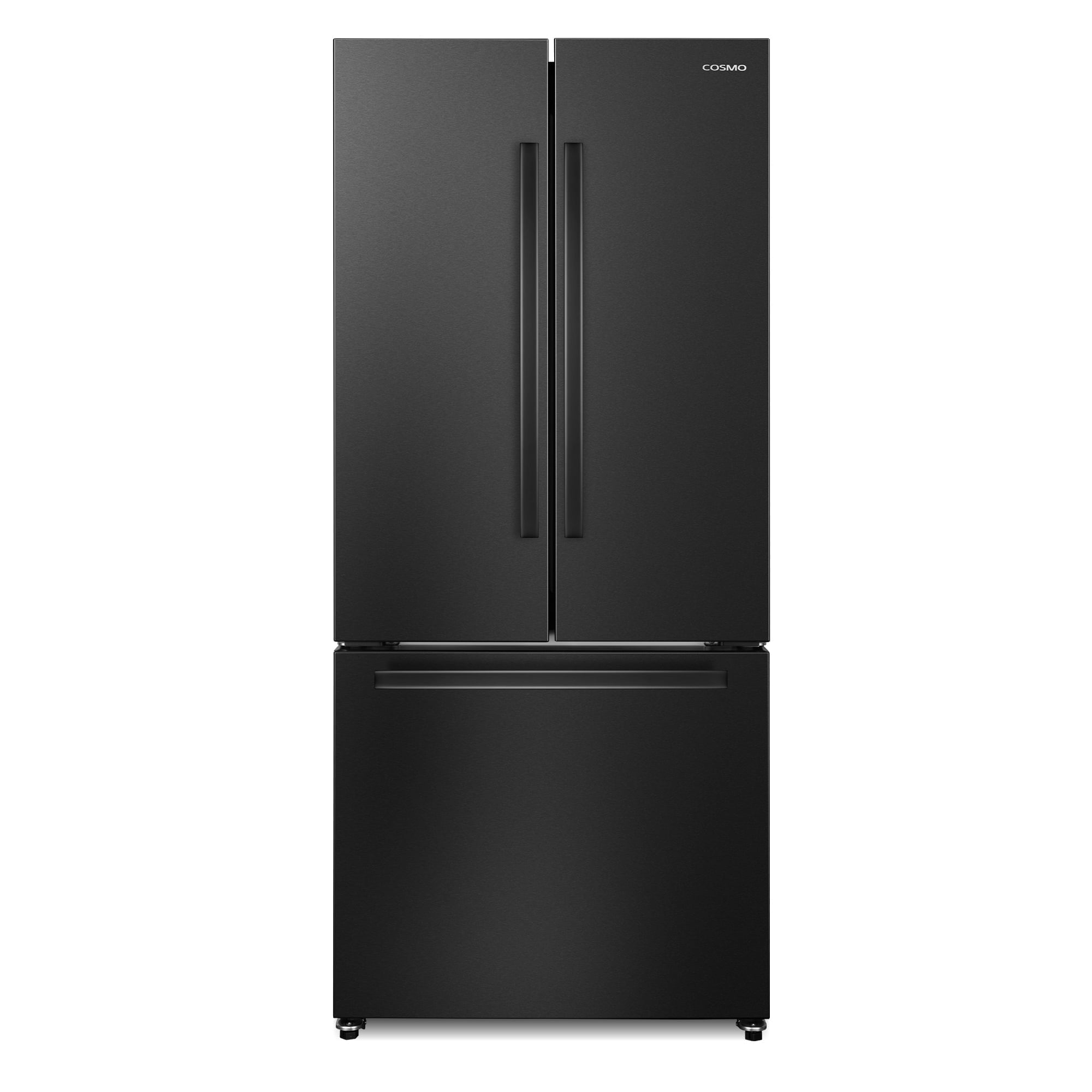 Cosmo 30 in. Vista Coll 17.5 cu. ft. Counter Depth 3-Door French Door Refrigerator, Handles, Matte Black