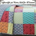 thumbnail image 5 of Cozy Line Bright Bold Multi Color Boho Floral Patchwork 3 Piece Cotton Quilt Bedding Set, 5 of 7
