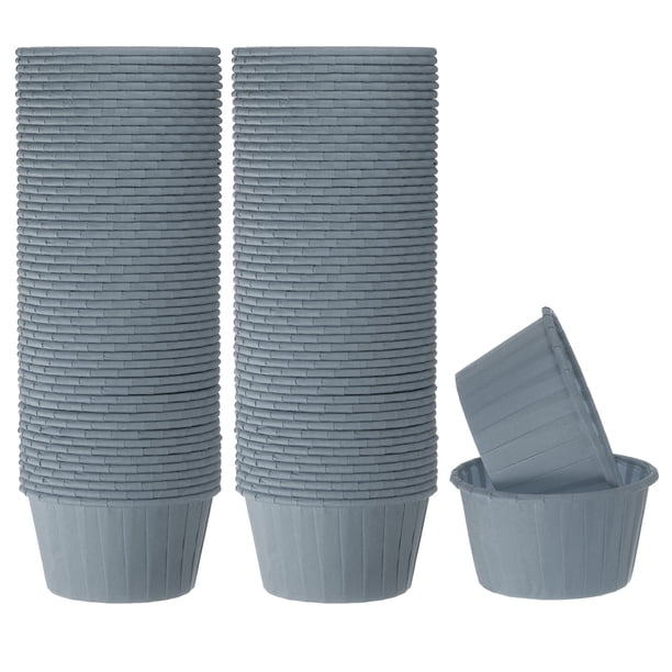 100pcs 3.5oz Moldes para Magdalenas de Papel de Tamaño Estándar Envoltorios Antiadherentes Desechables para Bodas Cumpleaños Navidad Postres Gris Azulado