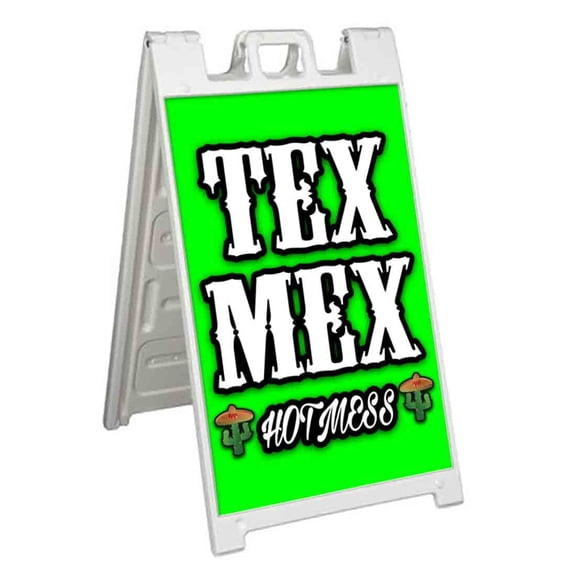 Tex Mex Hot Mess (24" X 36") Standard A-Frame Signicade, Includes Decal Applied To Stand