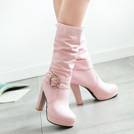 

Hueook Platform Boots Winter Men And Women Couples Warm Cotton Shoes And Snow Boots Winter Boots For Women