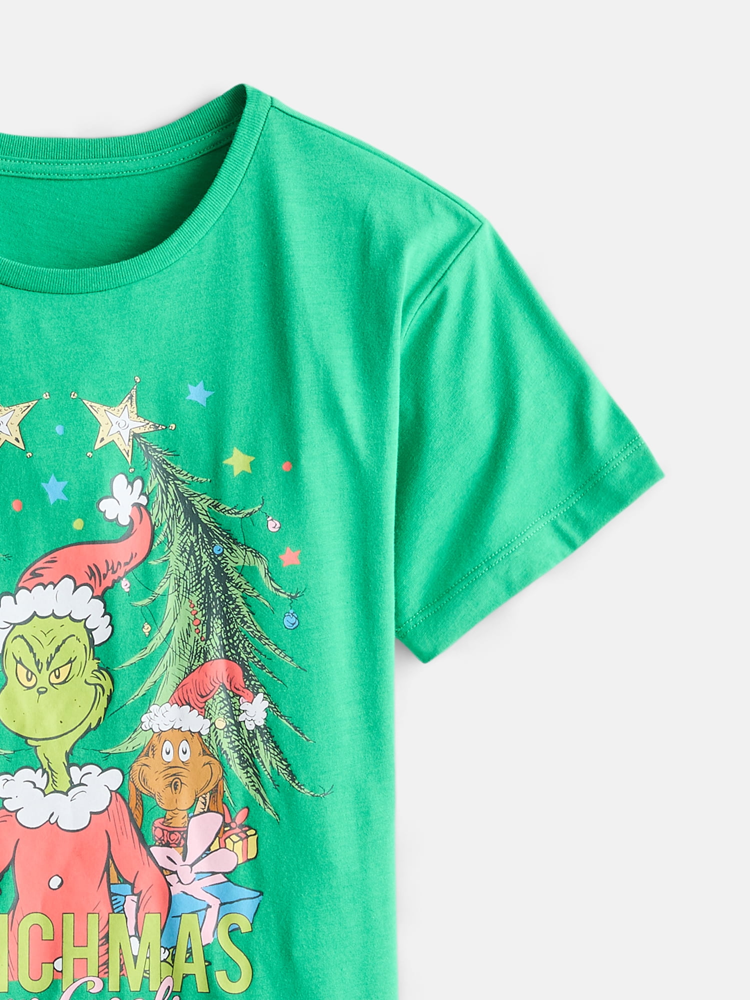 Dr. Seuss The Grinch Girls' Christmas Graphic Tee with Short Sleeves, Sizes 4-16