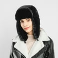 thumbnail image 2 of Clearance! Fdelink Trapper Hat Winter Hats Ladies Winter Plush Fake Thick Hat Ear Protectors Warm Plush Hat Black, 2 of 8
