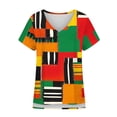 thumbnail image 6 of JTZGDY Western Shirts for Women Vintage African Dashiki Print Summer Short Sleeve Casual V Neck Contrast Color Ethnic T-Shirts Trendy Ladies Flowy Tunic Blouse Orange#03 M, 6 of 6