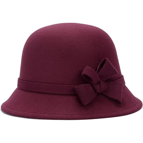 Women's Imitation Wool Hat 1920S Vintage Cloche Bucket Church Bowler Bow Fall Winter Hats