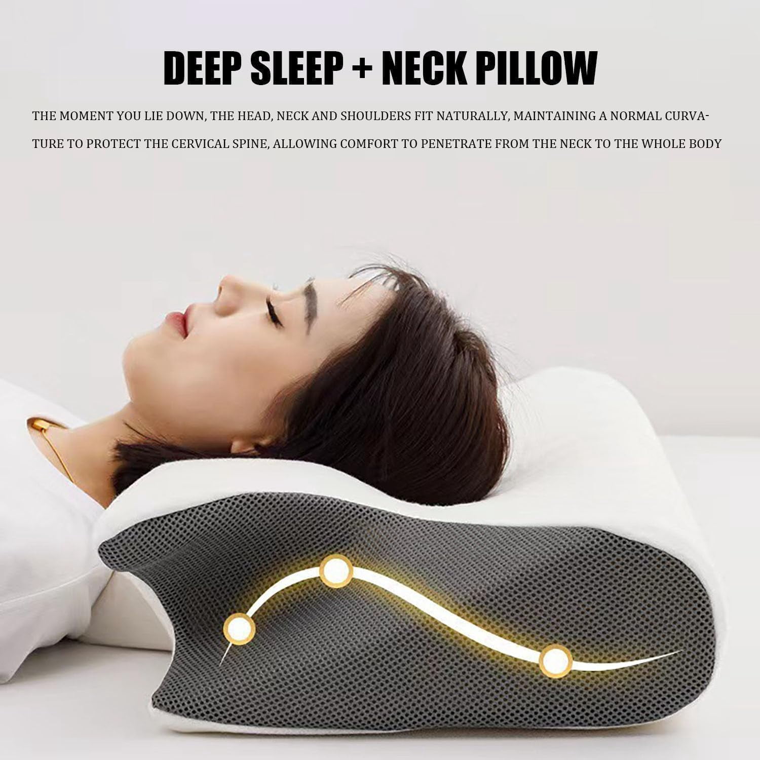 Glovoro Pillow, Pillow for Sleep Apnea, Cervical Neck Traction Pillow, Ergonomic Side Sleeper Pillows for Pain Relief, for Side, Back, Stomach Sleepers(Blue)