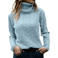 thumbnail image 1 of Daznico Chandail à Col Roulé Uni pour Femmes, Manches Longues Rétro, Coupe Ajustée, Taille m, 1 of 4