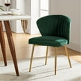 thumbnail image 3 of Modern Velvet Accent Chair Upholstered Small Vanity Chair Bedroom Living Room Green, 3 of 11