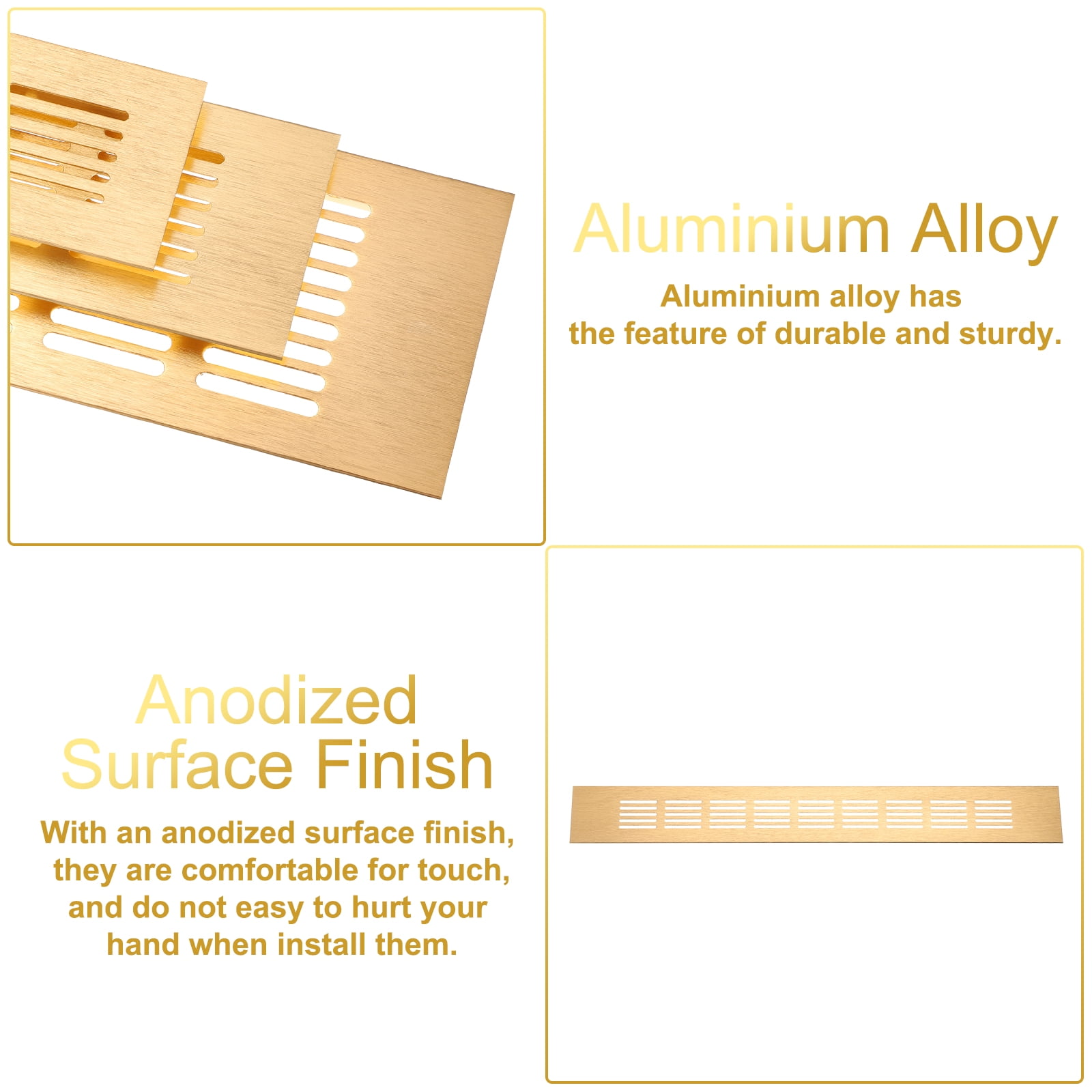 Uxcell 1 Set Rectangle Ventilation Grille, Aluminum 600x50mm Gold Tone