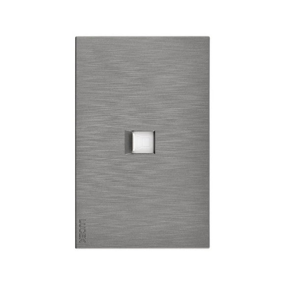 Placa Con 2 Apagadores De Escalera Y 1 Contacto Lucek Flat plateado