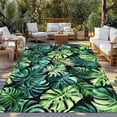 thumbnail image 2 of Palm Leaf Outdoor Rug 4x6 Ft - Reversible Patio Rug Outdoor Camping Rugs, Green Tropical Plant Summer Nature Scenery Washable Indoor Outdoor Area Rugs, Non-Slip Outdoor Carpet Runner for Deck/Porch, 2 of 8