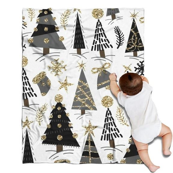 White Christmas Tree and Snowflake Pattern Blanket,Comfortable Soft Flannel Throw Blanket,All Season,Warm Lightweight Blankets for Sofa Bed Couch Living Room Chair,30"x40"