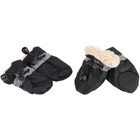 4Pcs/Set No Slip Pet Dog Shoes Boots with Soft Cotton Water-Proof Dog Socks Soft Cotton Padded Pets Paw Protector for Indoor and Outdoor(4-Black)