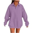 thumbnail image 2 of JUSLIO Womens Blouses Relaxed Fit with Pockets Sweatshirts Solid Long Sleeve Collar Sweatshirts Purple S, 2 of 4