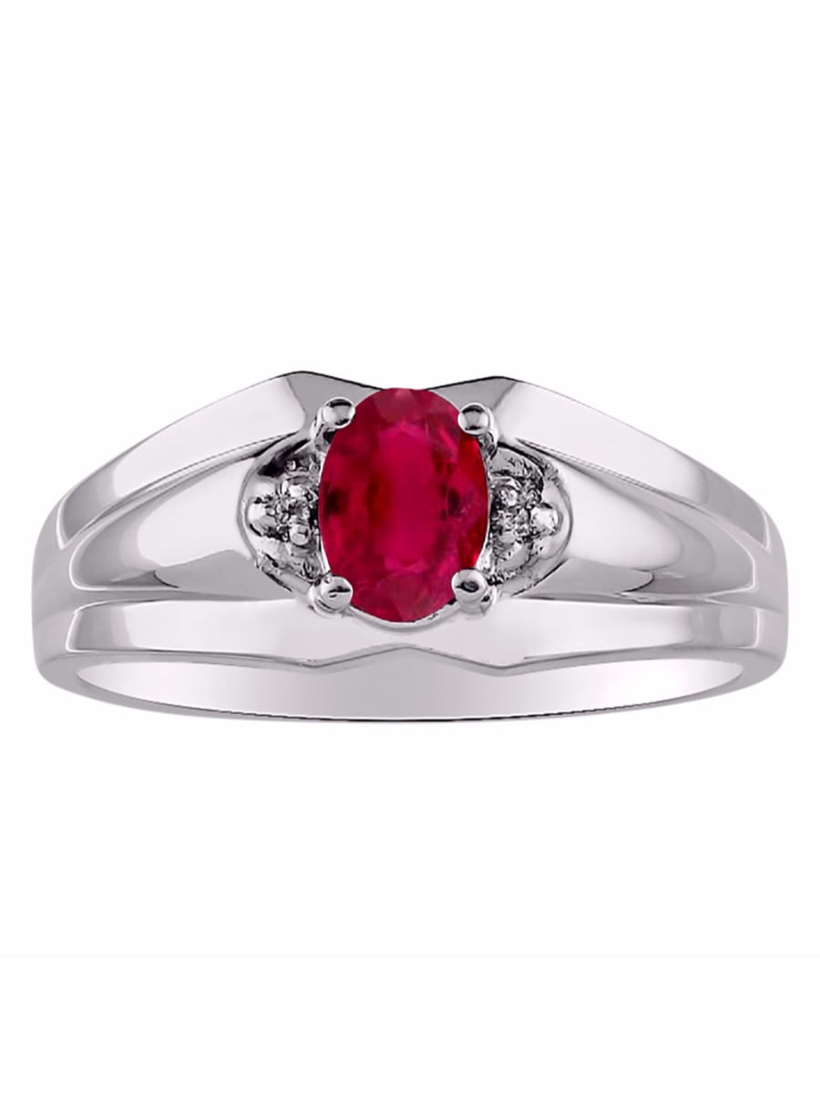 July Birthstone RYLOS Simply Elegant Beautiful Red Ruby & Diamond Ring