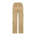 thumbnail image 5 of XFLWAM Cargo Pants Women Straight Leg Casual Elastic Work Pants Athletic Comfy Loose Stretchy Hiking Pants with Pockets Khaki M, 5 of 6