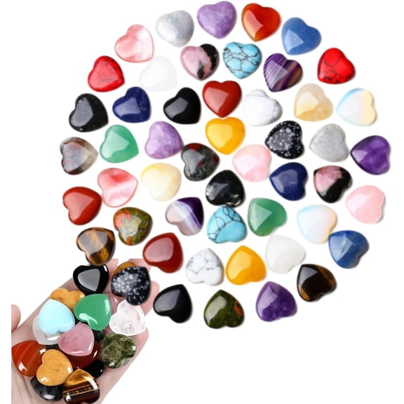 Heart Shaped Crystal Stones - 30 PCS Polished Bulk Crystal Set for Valentine's Day，Thanksgiving, Christmas, Birthday, Wedding Decor(Random)-dh