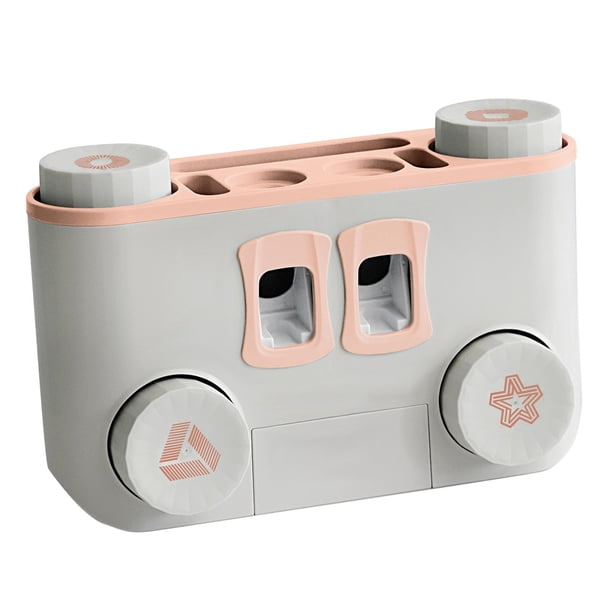 Dispensador de cepillos de dientes y juego de portacepillos de dientes Exprimidor automático de pasta de dientes para Rosado