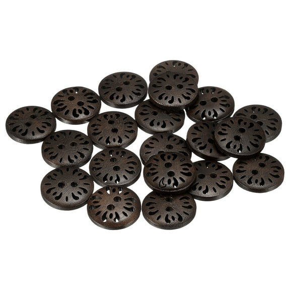 Uxcell 20pcs 2 Hole Flower Craft Sewing Button 18mm Handmade Wood Replacement Round Buttons for Clothing Decoration DIY, Dark Brown