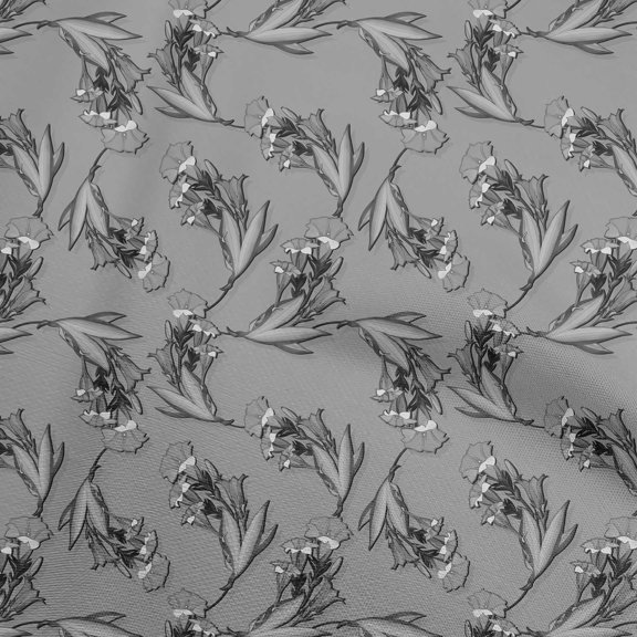 oneOone Polyester Spandex Gray Fabric Floral Sewing Material Print Fabric By The Yard 56 Inch Wide