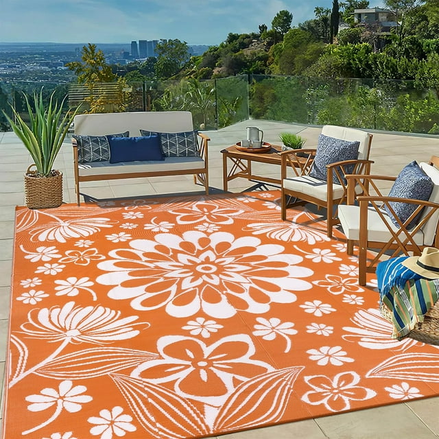 Alfombra Ilead de plástico con pajita para exteriores, 244 x 305 cm, impermeable