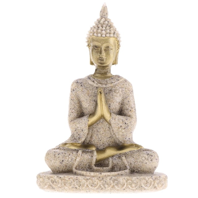 Estatua de Buda de piedra arenisca, escultura artesanal de Ganesh, figura de Buda de meditación 8x5.5x2.5cm